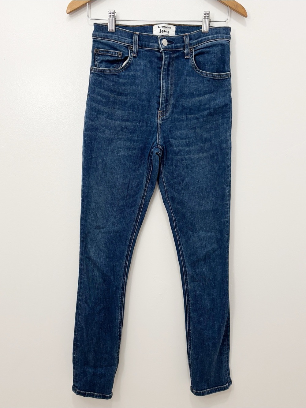 Reformation Women’s Skinny High-Rise Dark Blue Jeans Size 27